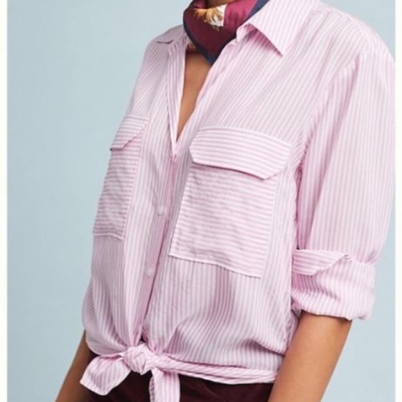 Anthropologie Tops - Maeve Anthropologie Pink & White Stripe Top S